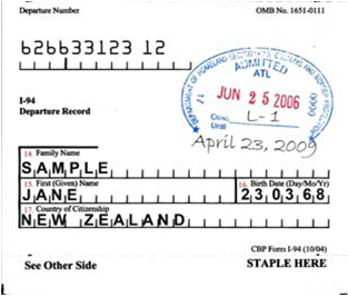 sample of I-94 paper